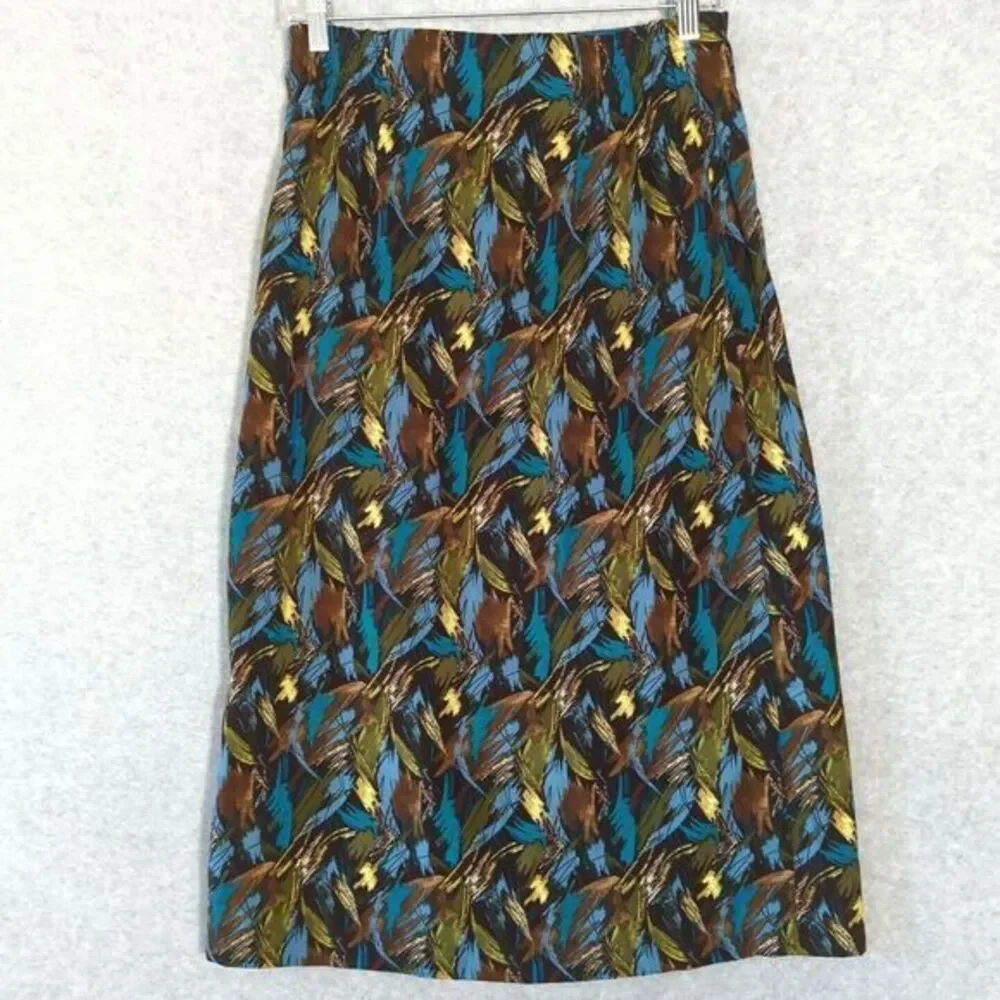 Christopher & Banks Women SZ 4 Brown/Teal Floral Moleskin A-Line Maxi Skirt NWOT